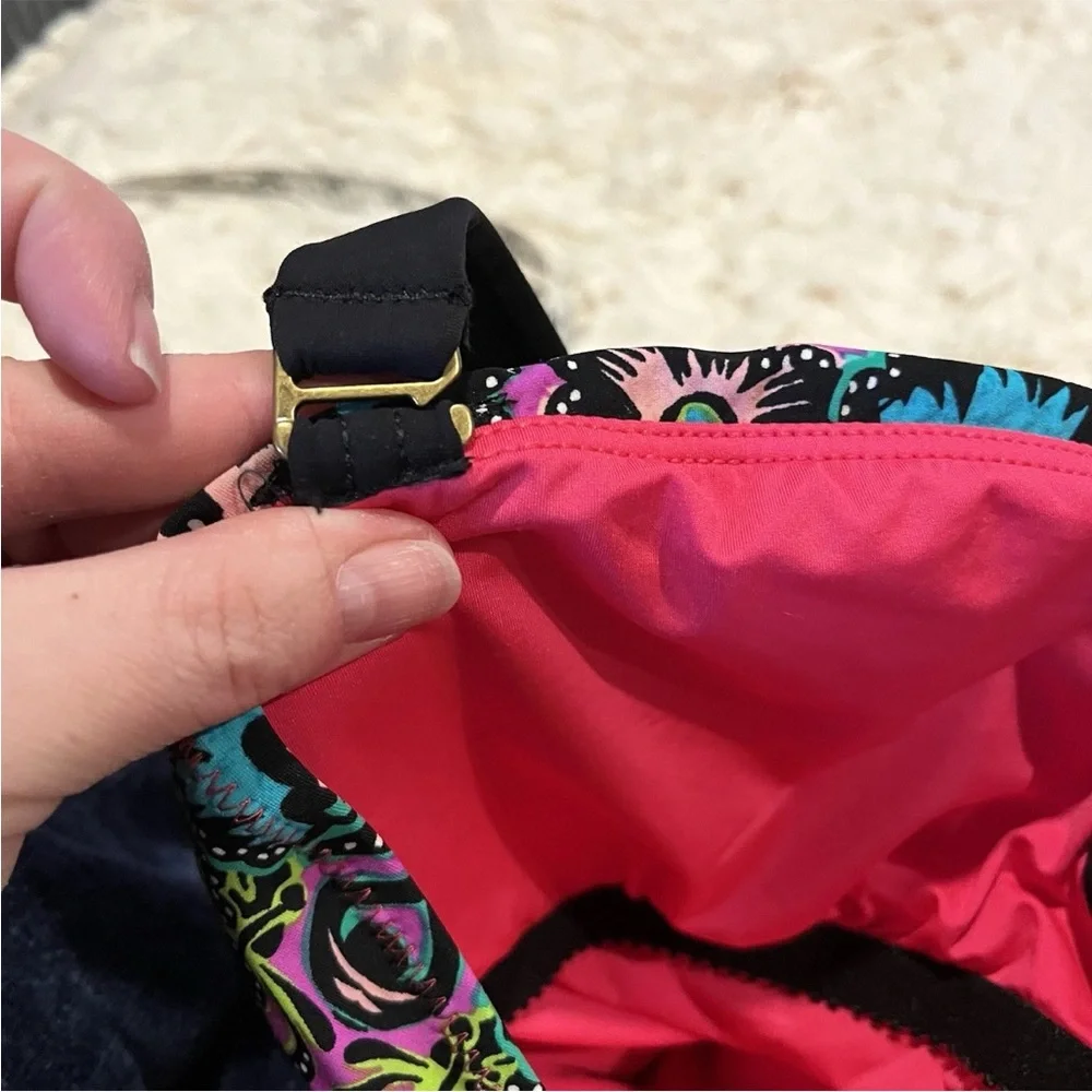 Nanette Lepore Swimsuit Womens Large Floral Pink Print Strapless Bathing - Picture 12 of 12